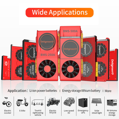 Deligreen Smart Bms Lifepo4 باتری 4S 8S 12S 15S 16S 20S 24S 12V 24V 36V 48V 60V 72V BMS 10A-500A با UART BT 485 CAN